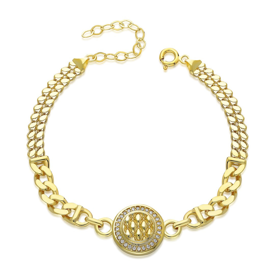 Yuvarlak İki Zincirli Model Bileklik - 925 GÜMÜŞ