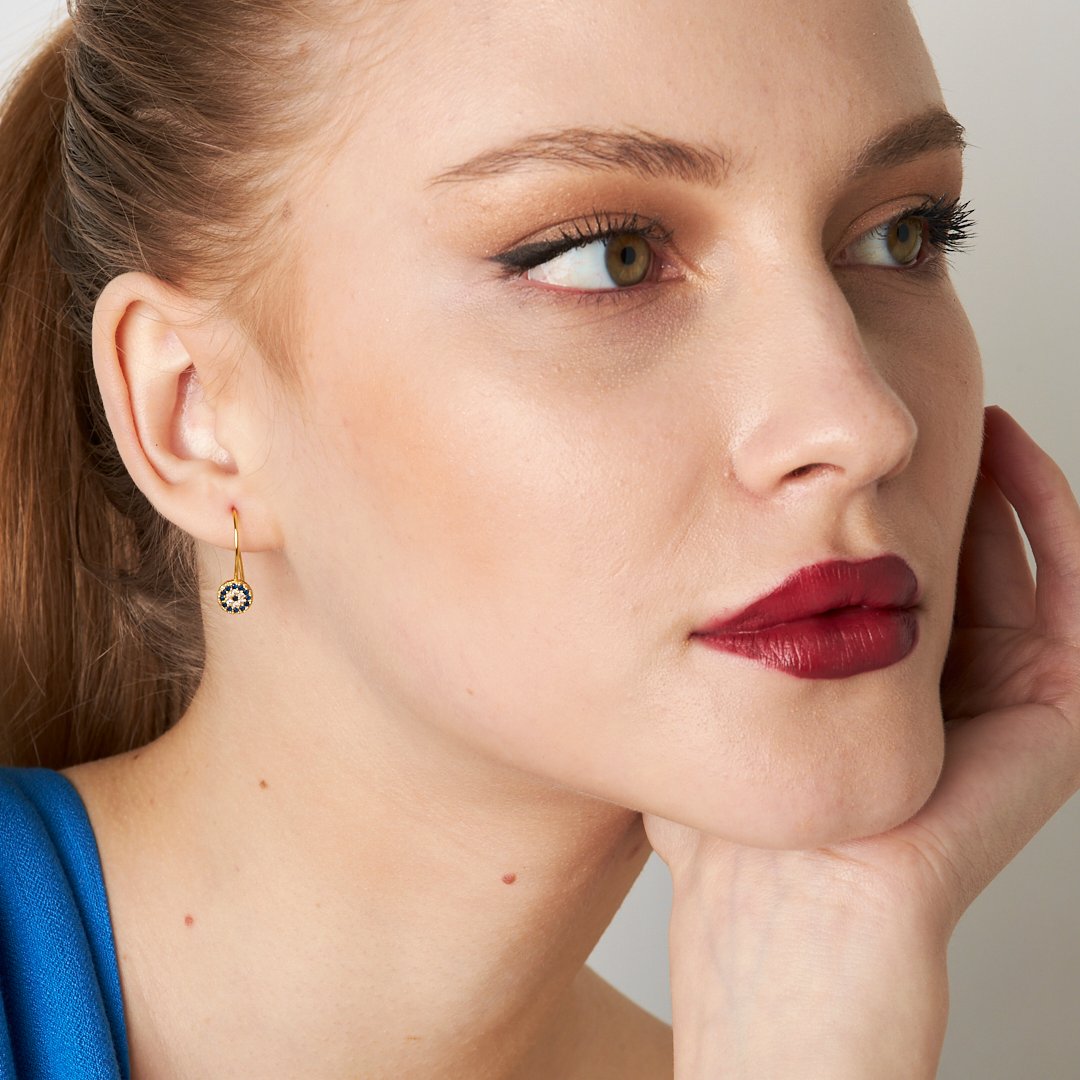 Çengelli Nazar Küpesi - 925 GÜMÜŞ