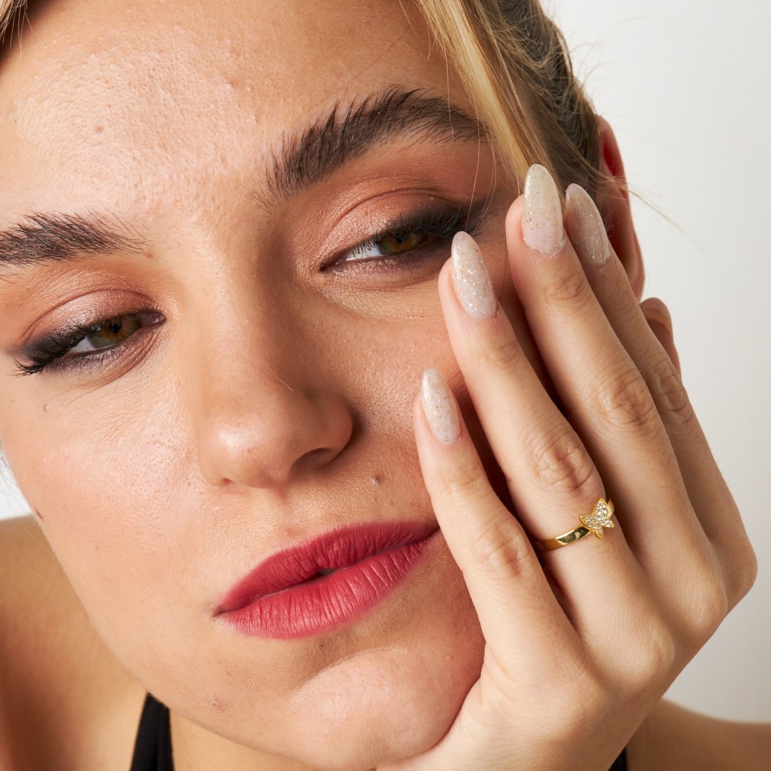 Taşlı Kelebek Yüzük - 925 GÜMÜŞ