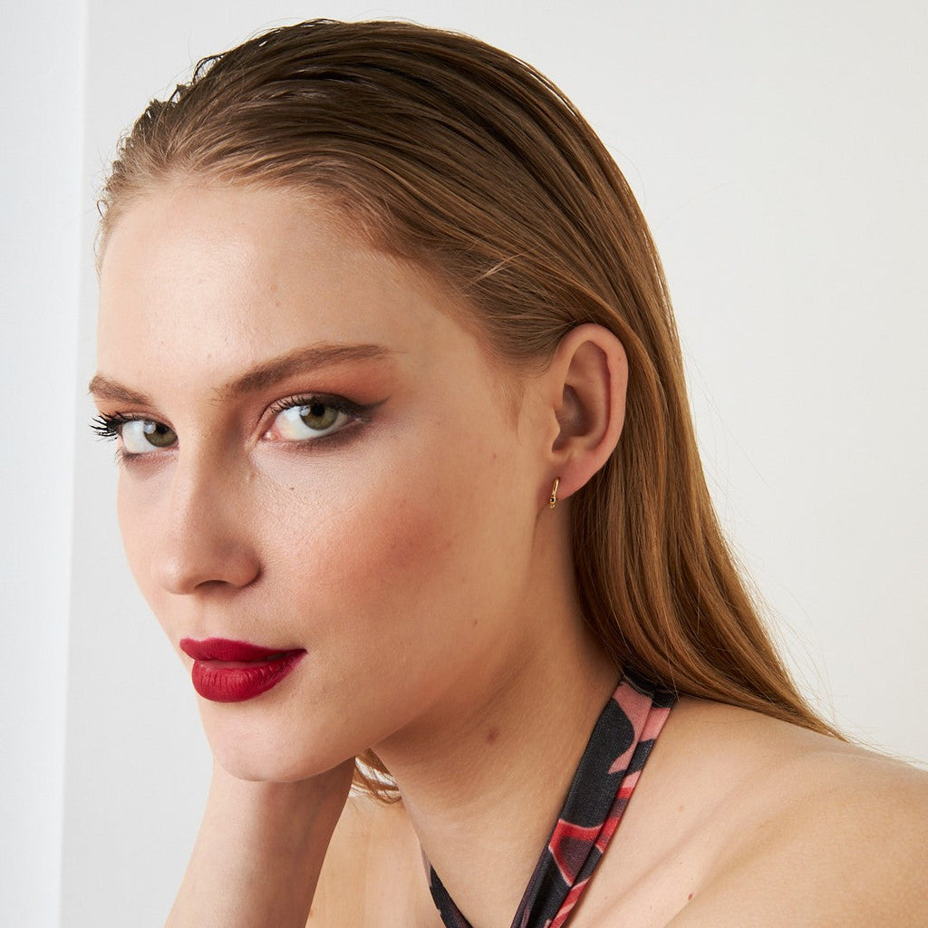 Oval Taşlarla Yuvarlak Piercing - 925 GÜMÜŞ