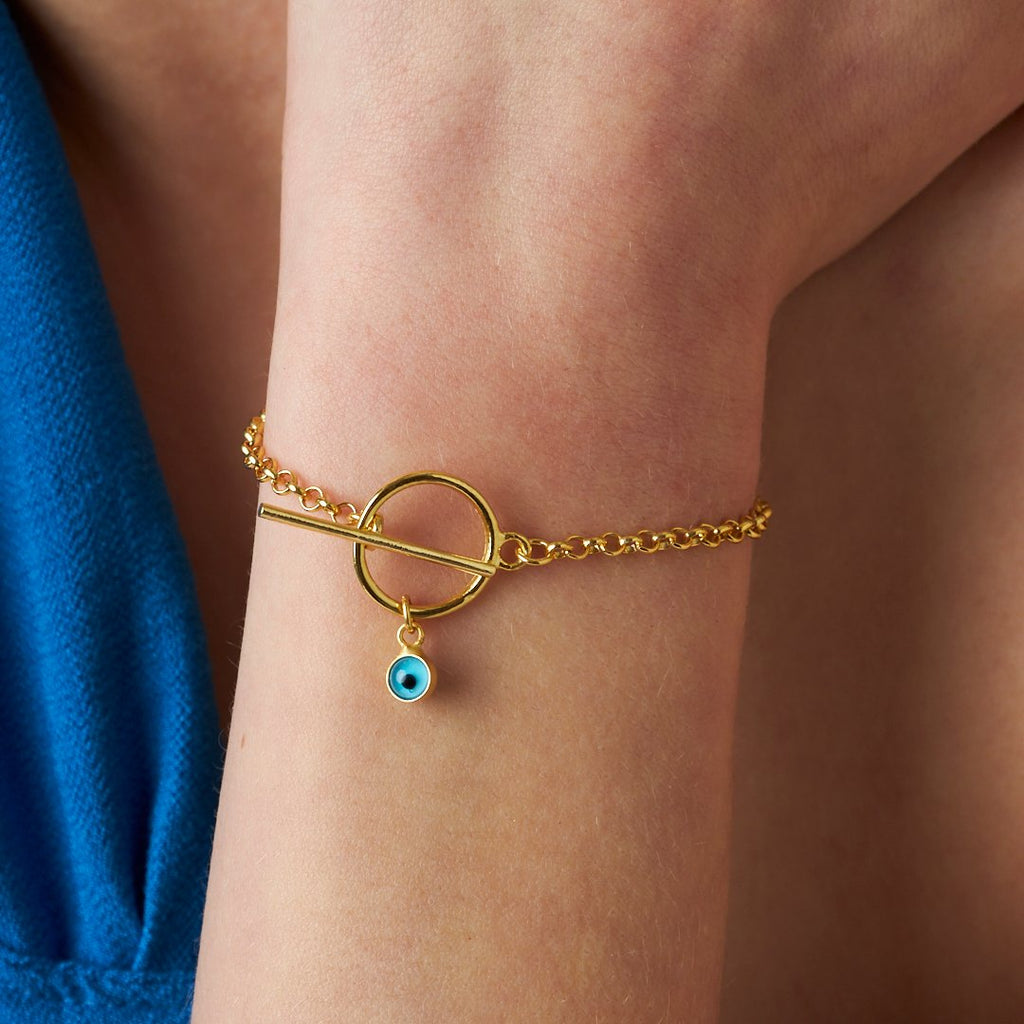 Mavi Gözlü Kıvırcık Bileklik - 925 GÜMÜŞ