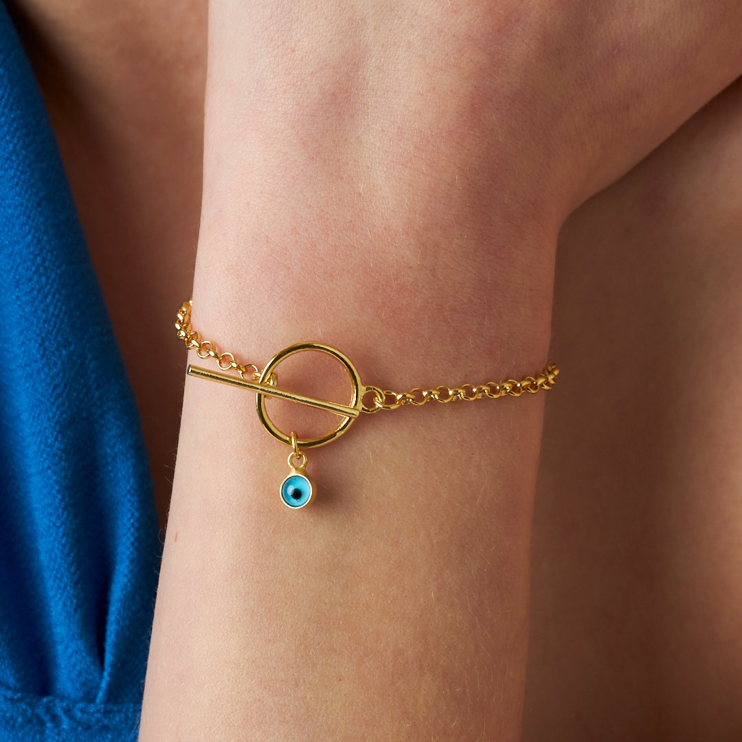 Mavi Gözlü Kıvırcık Bileklik - 925 GÜMÜŞ