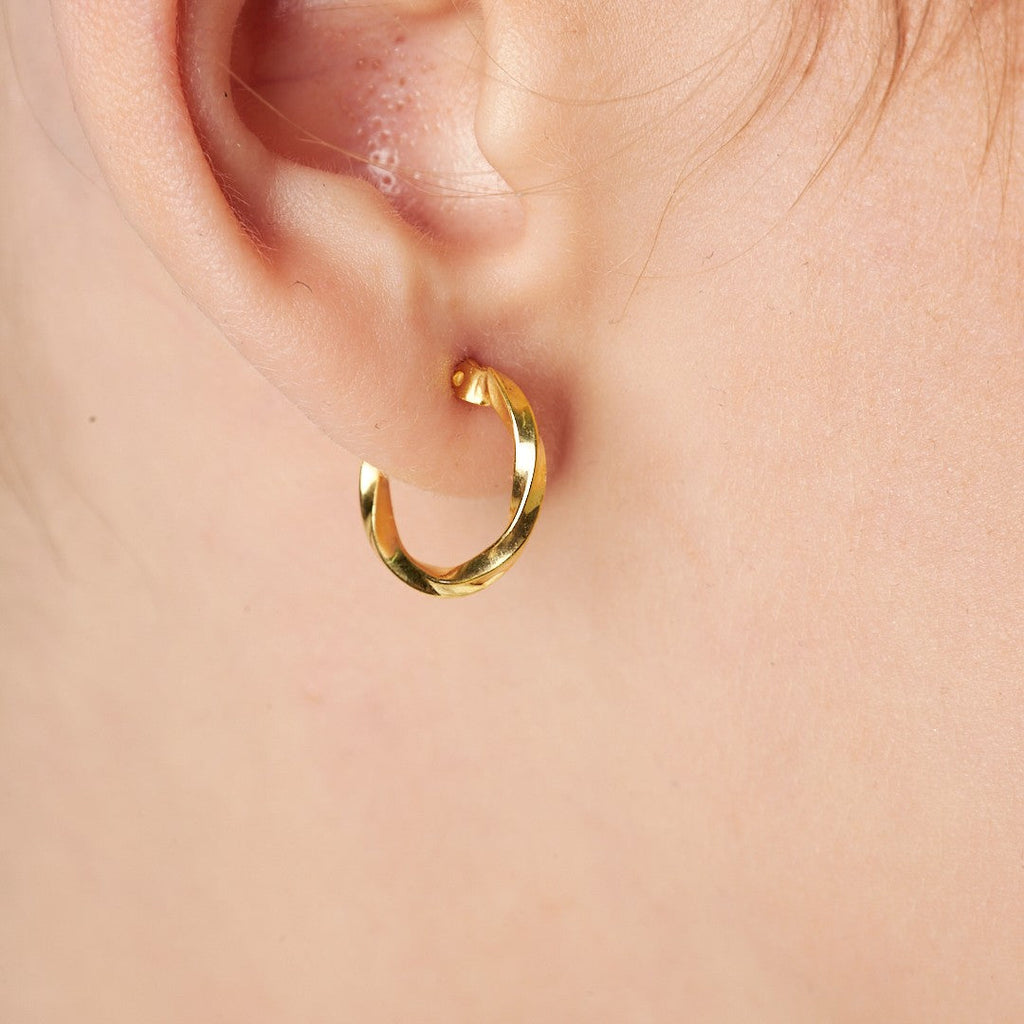 Çift Bükümlü Halka Küpe2 - 925 GÜMÜŞ