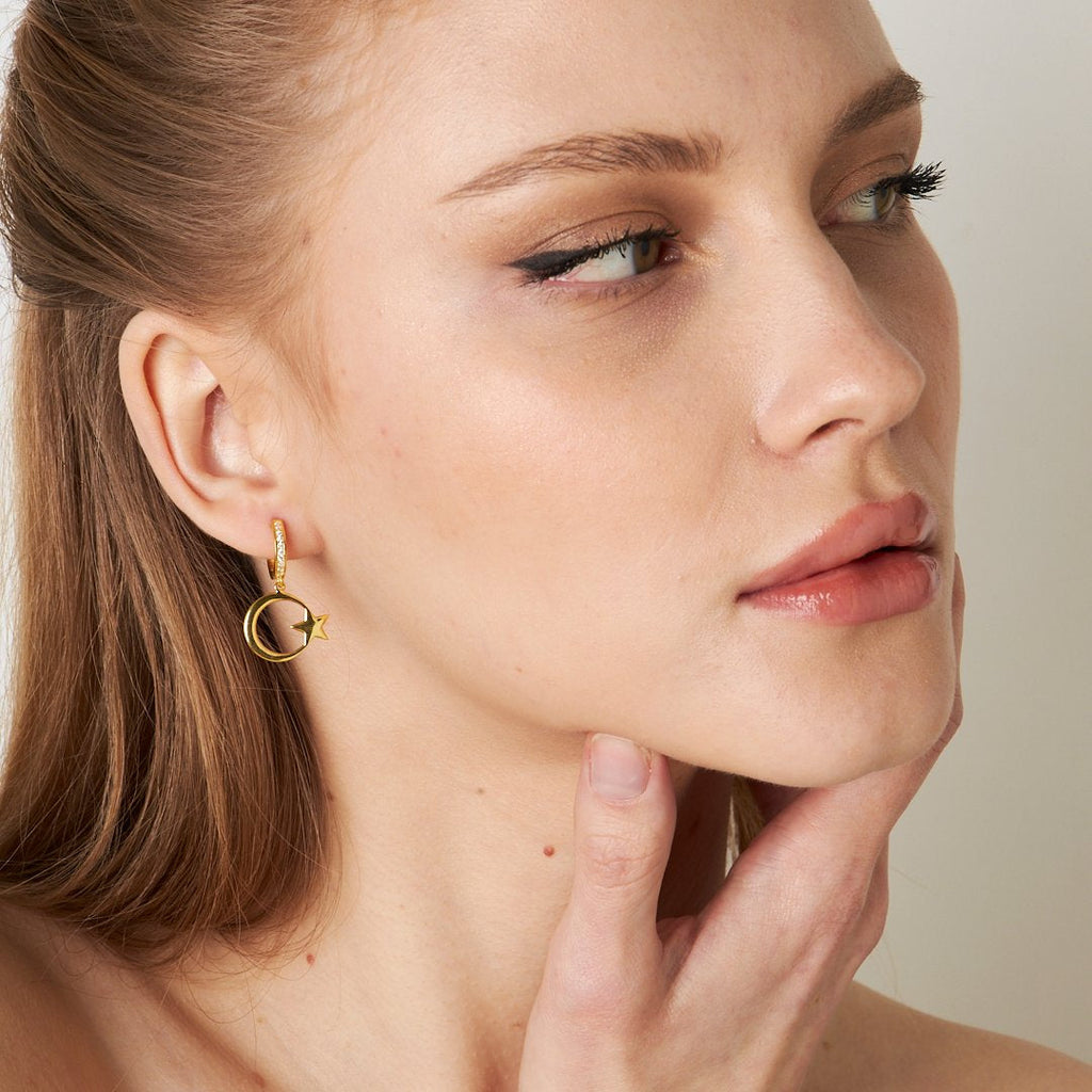 Ay Yıldız Küpe - 925 GÜMÜŞ