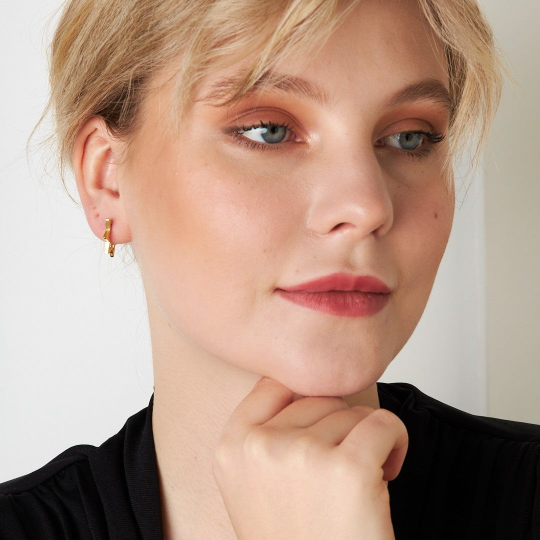 Taşsız Yıldız Küpe - 925 GÜMÜŞ