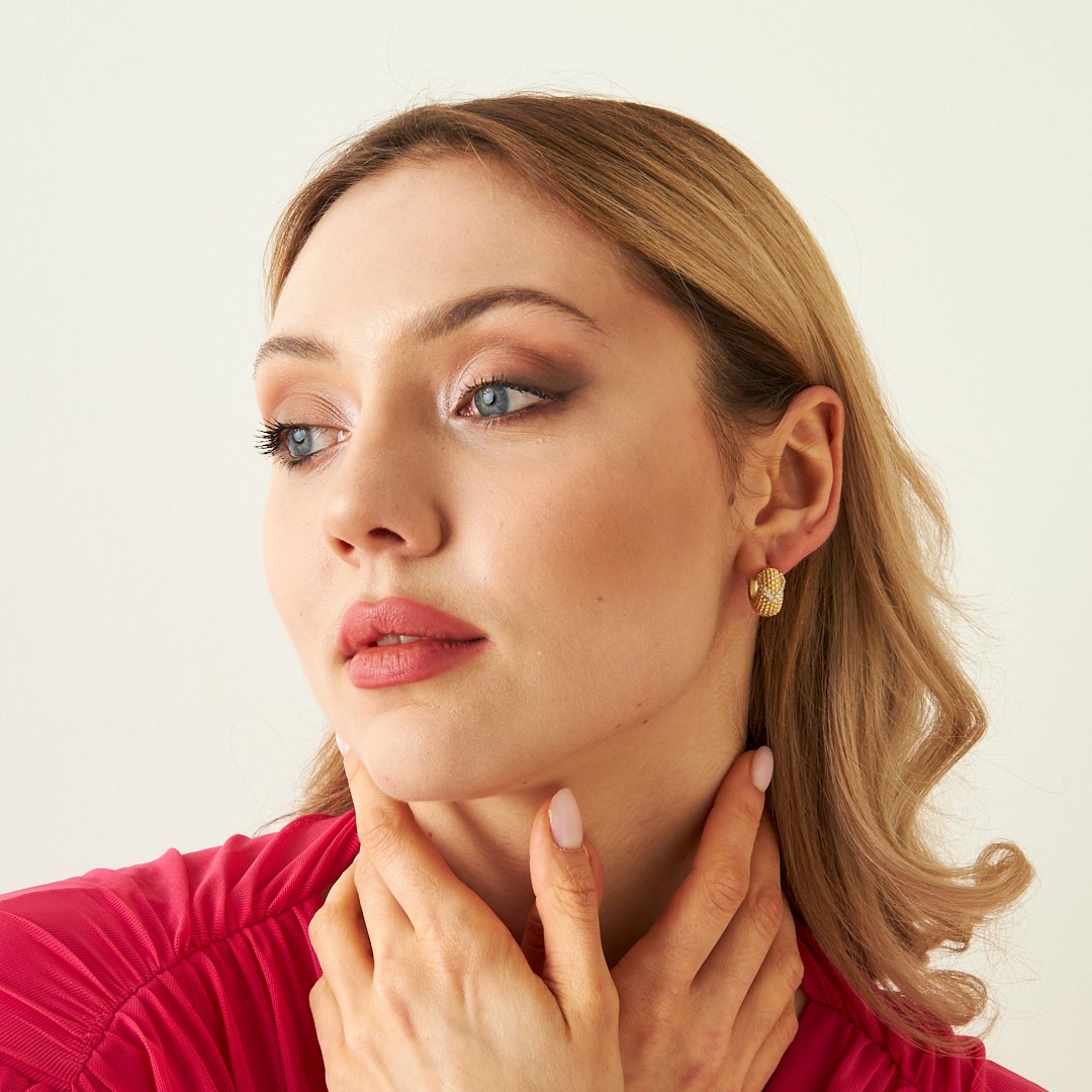 Zirkon Taşlı Tasarım Küpeler - 925 GÜMÜŞ