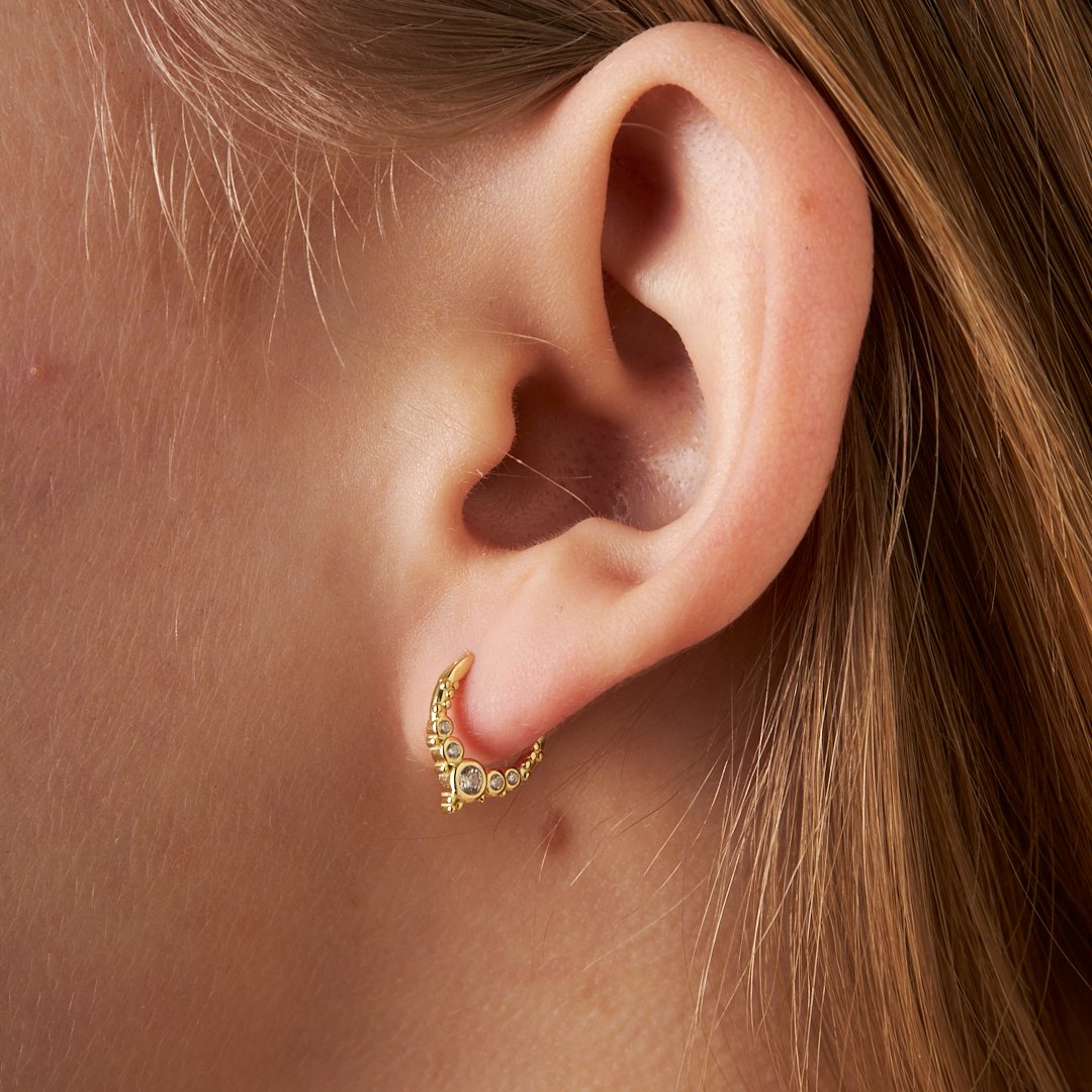 Minimal Taşlarla Halka Piercingi - 925 GÜMÜŞ