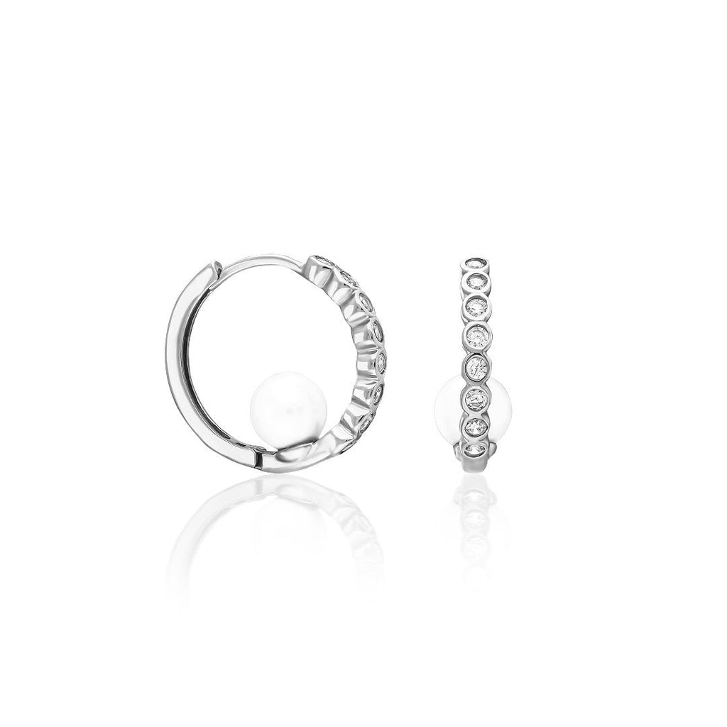 İnci Zincir Taşlı Küpeler - 925 GÜMÜŞ