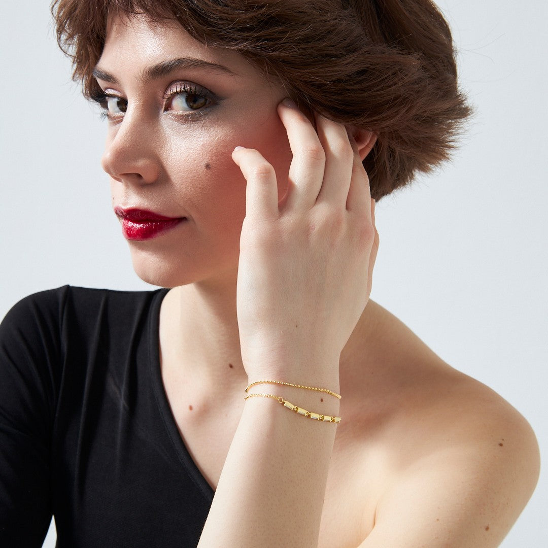 İki Zincirli Baget Bileklik - 925 GÜMÜŞ