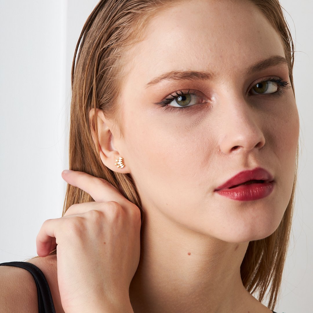 Beş Taşla Piercing - 925 GÜMÜŞ