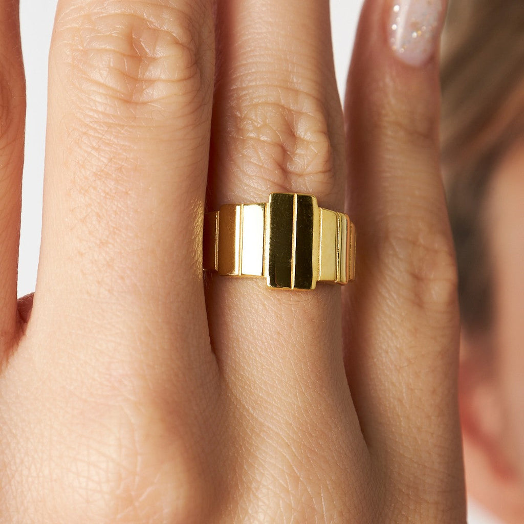 Dikey Çizgili Halka Yüzük - 925 GÜMÜŞ