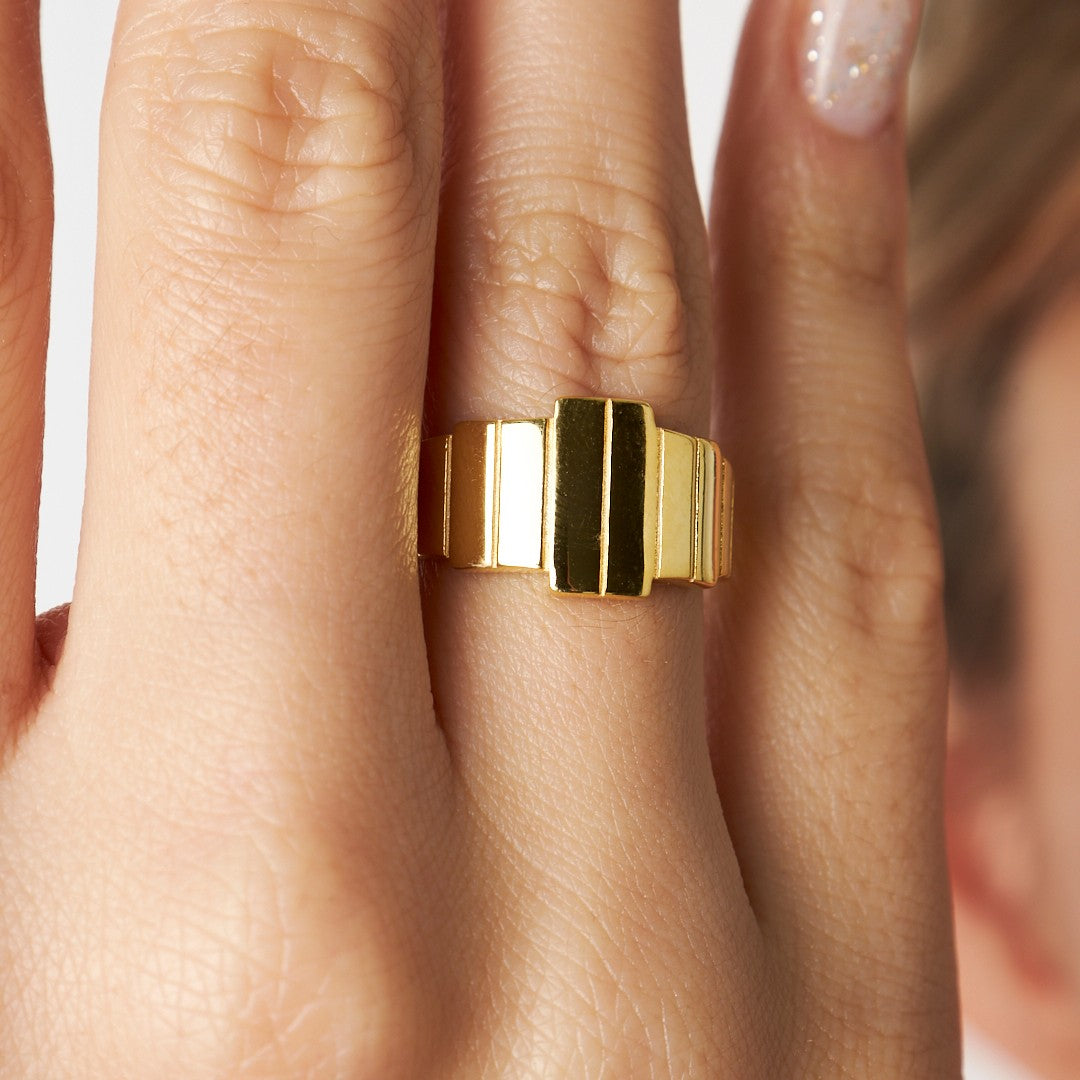 Dikey Çizgili Halka Yüzük - 925 GÜMÜŞ