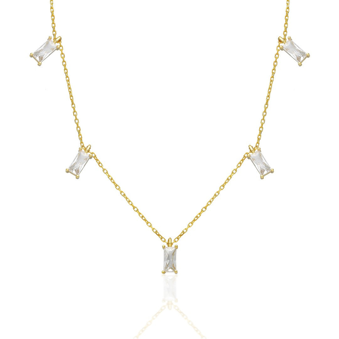 Sıralı Baget Taşlı Kolye - 925 GÜMÜŞ