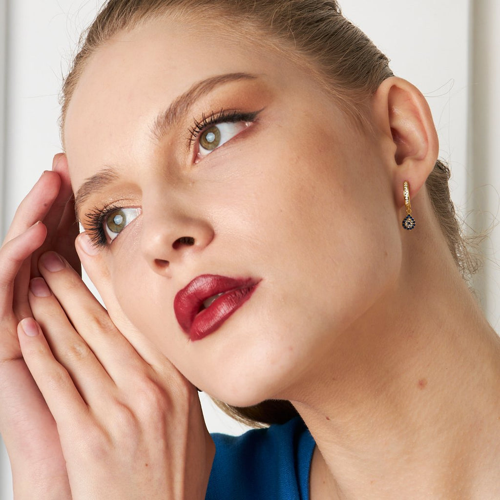 Halka Nazar Küpesi - 925 GÜMÜŞ