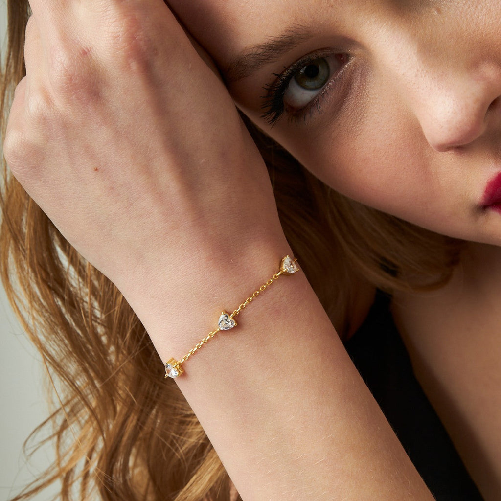 Üç Taşlı Pırlanta Bileklik - 925 GÜMÜŞ