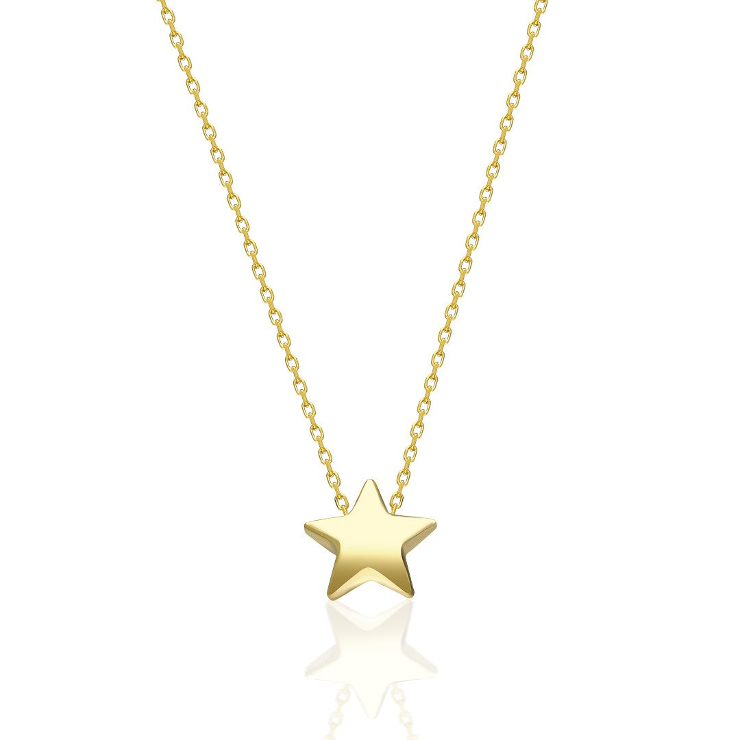 Parlak Kavisli Yıldız Kolye - 925 GÜMÜŞ