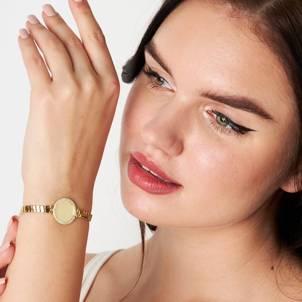 Çerçeveli Çeyrek Zincir Bileklik - 925 GÜMÜŞ