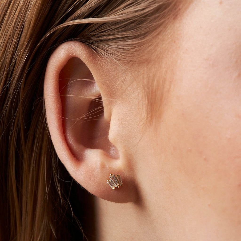 Üç Sıralı Baget Piercing - 925 GÜMÜŞ