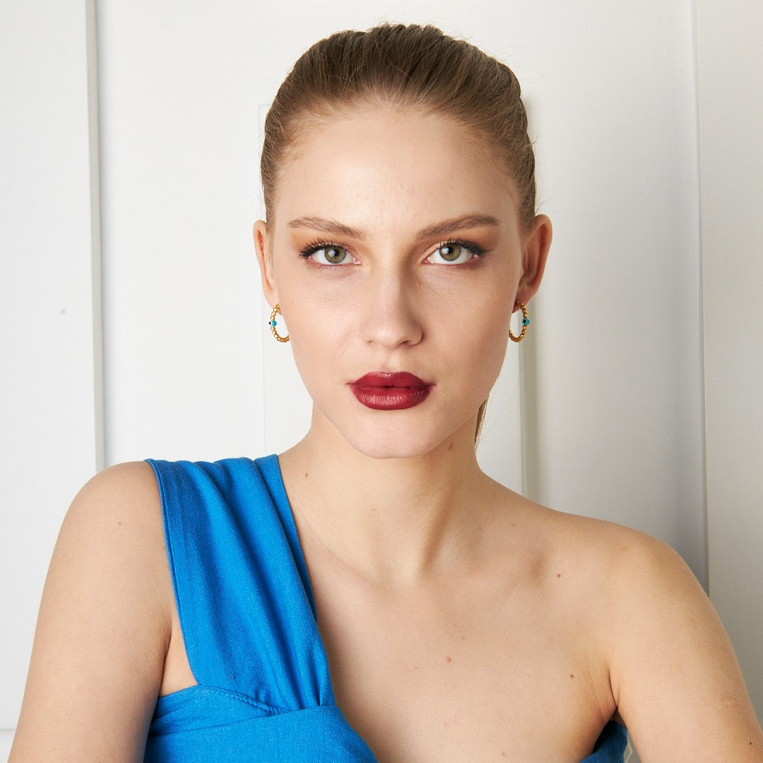 Nazar Boncuğu Dorica Küpe - 925 GÜMÜŞ