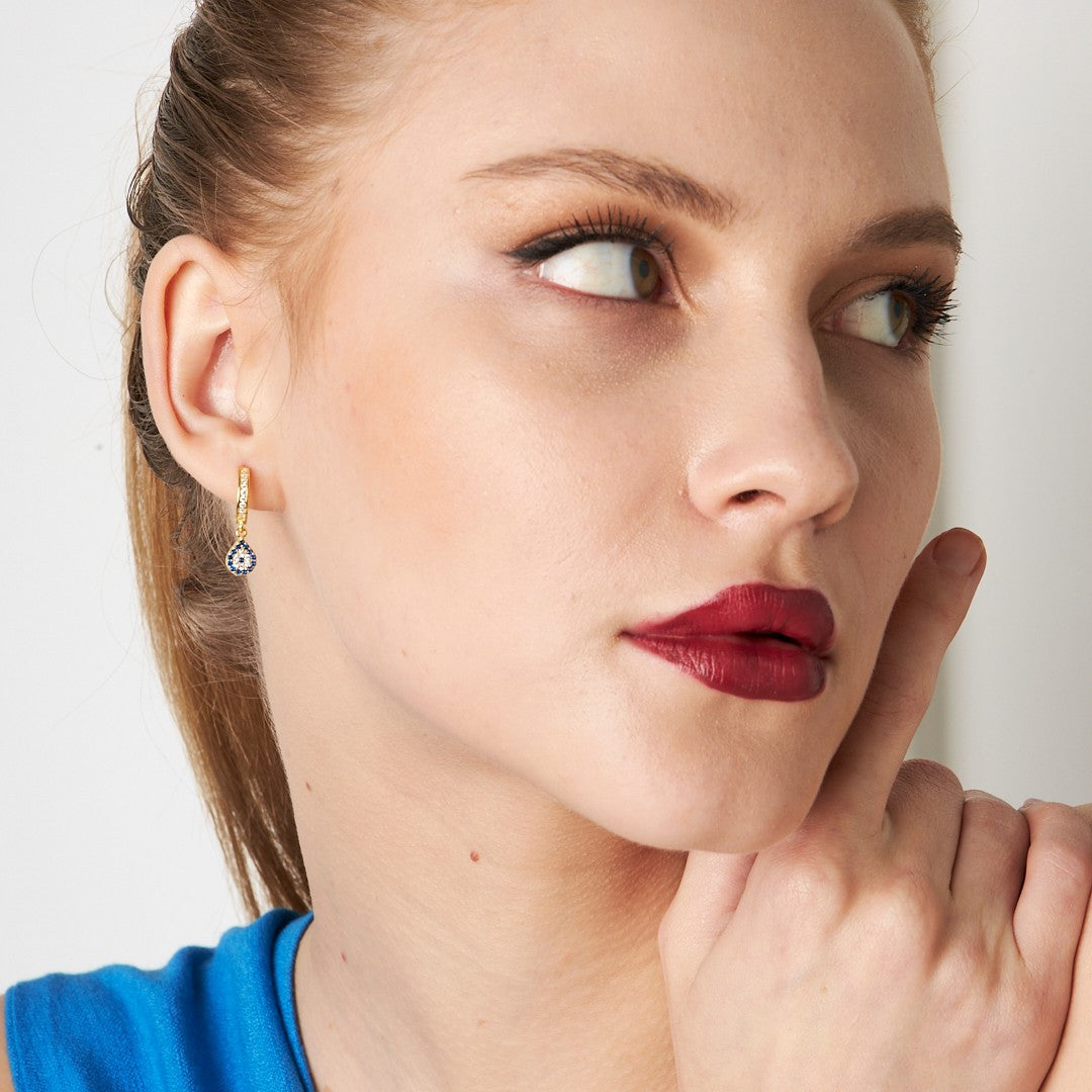 Halka Nazar Küpesi - 925 GÜMÜŞ