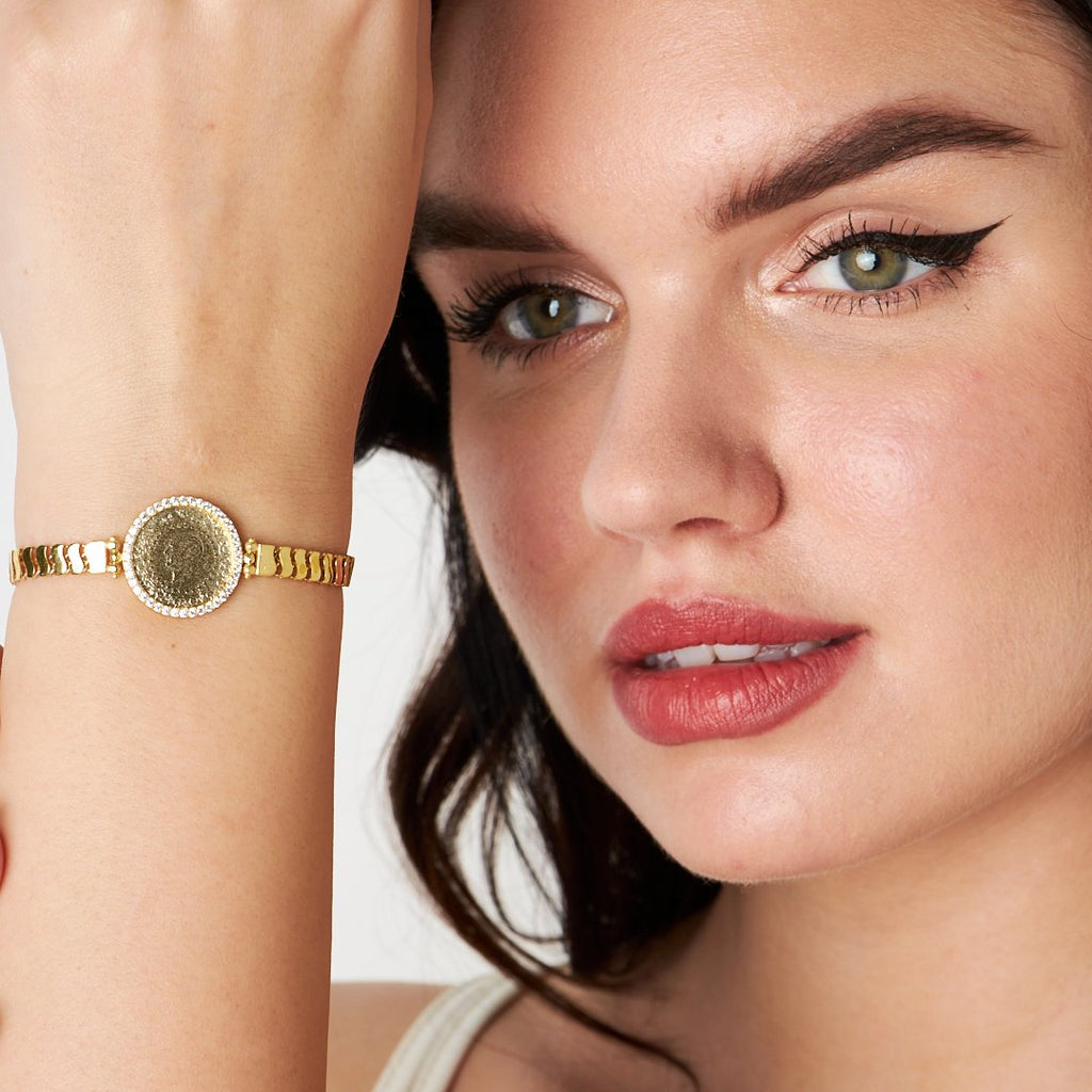 Çerçeveli Çeyrek Zincir Bileklik - 925 GÜMÜŞ