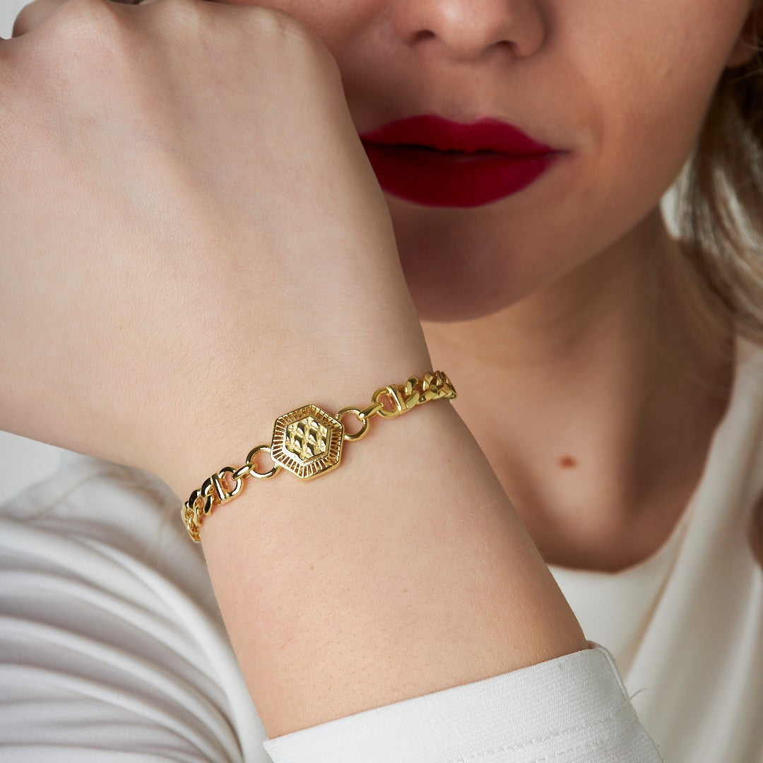 Altıgen Zincir Bileklik - 925 GÜMÜŞ