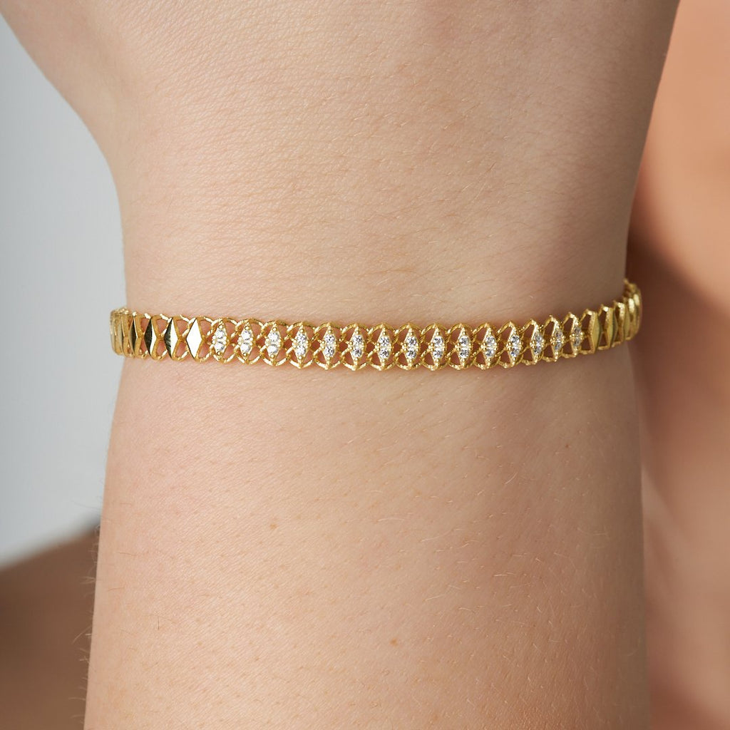 Dilim Zincir Bileklik - 925 GÜMÜŞ