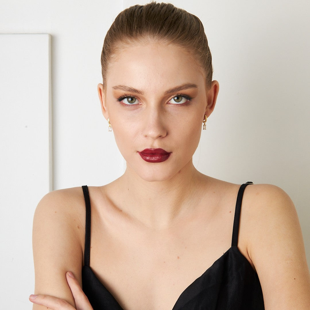 Dikdörtgen Baget Küpe - 925 GÜMÜŞ