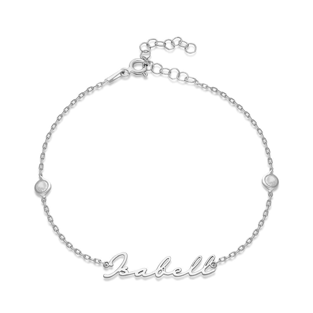 İsimli bileklik - isimli zirkon taşlı bileklik - 925 GÜMÜŞ