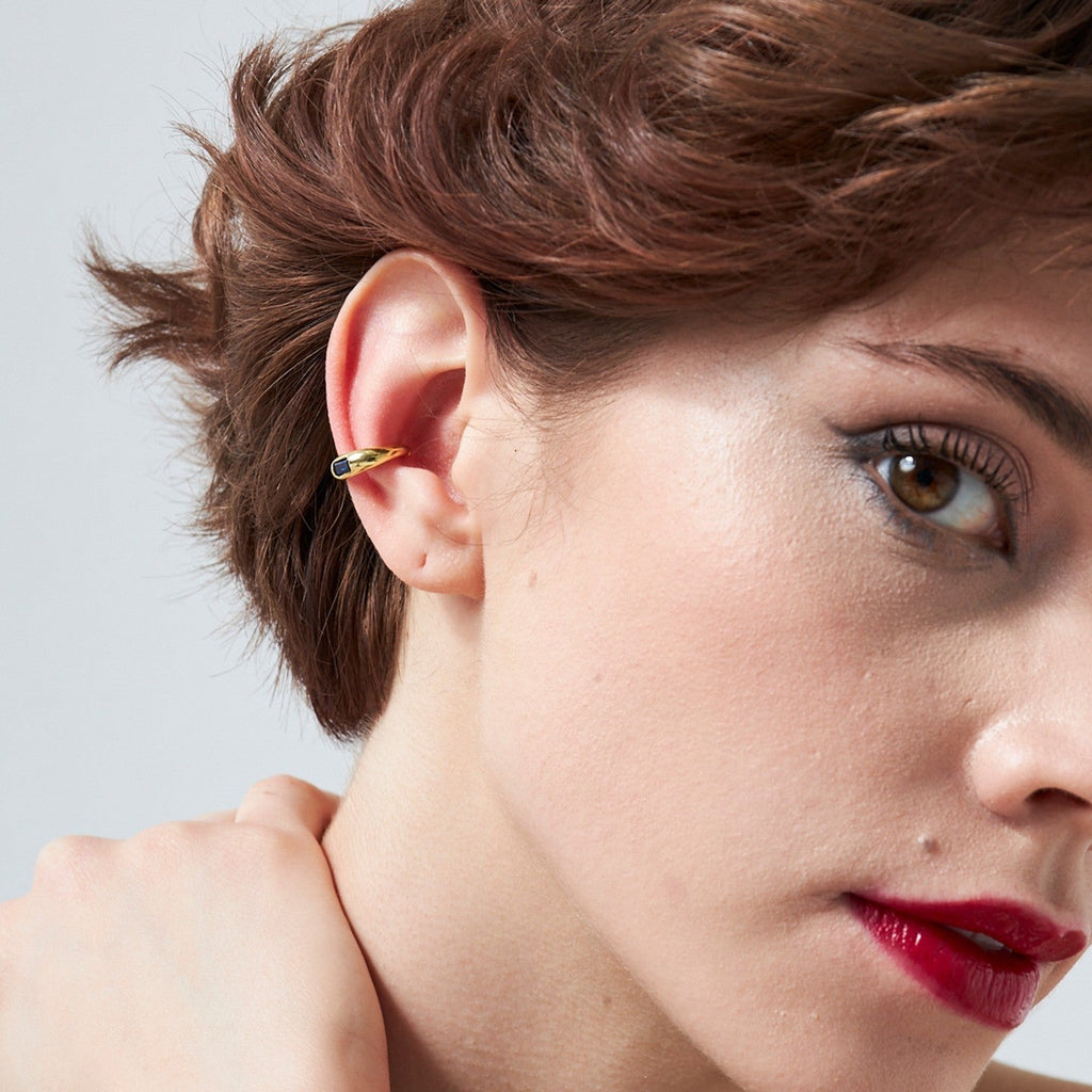 Renkli Taşlı Kıkırdak Küpe - 925 GÜMÜŞ