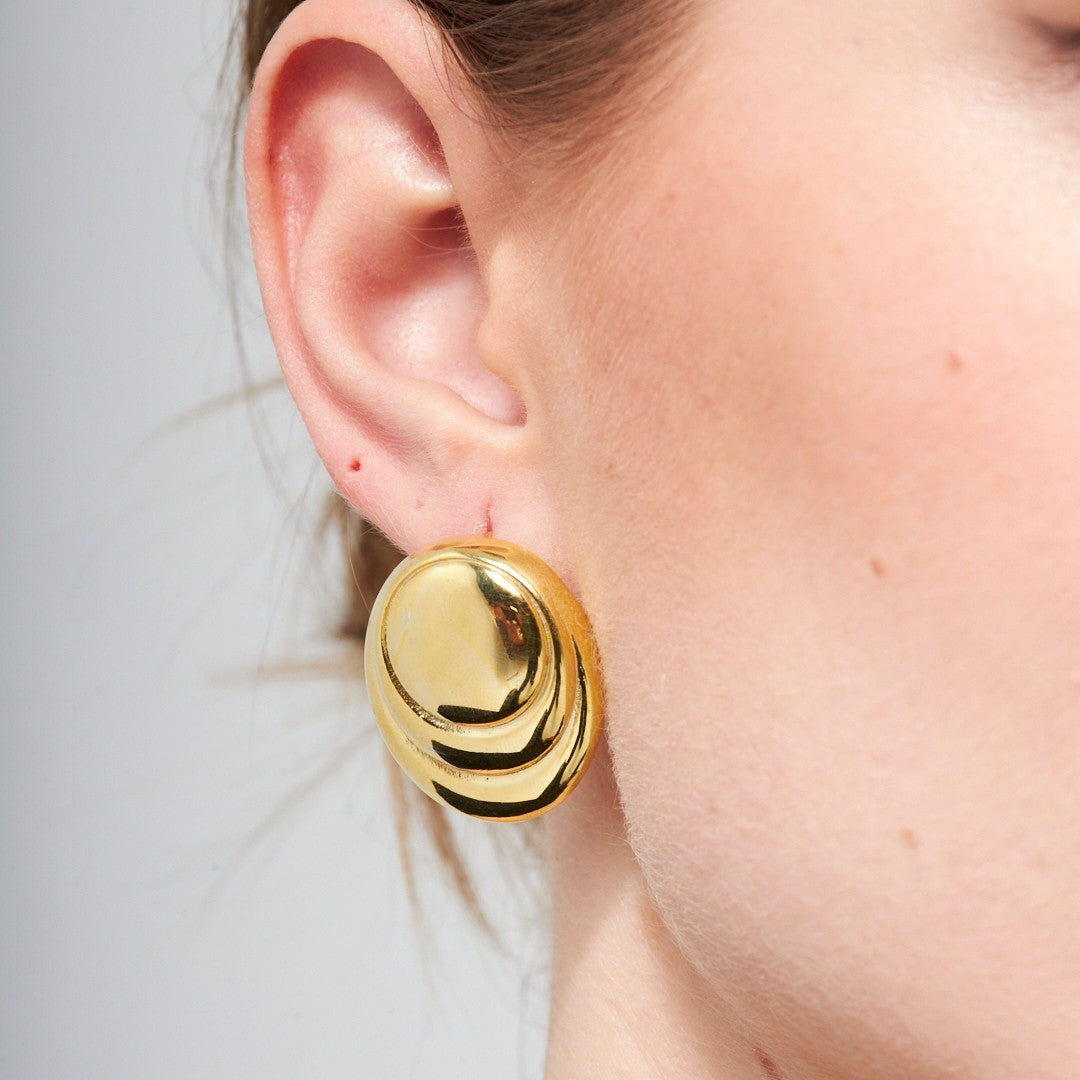 Büyük Düğme Küpe - 925 GÜMÜŞ