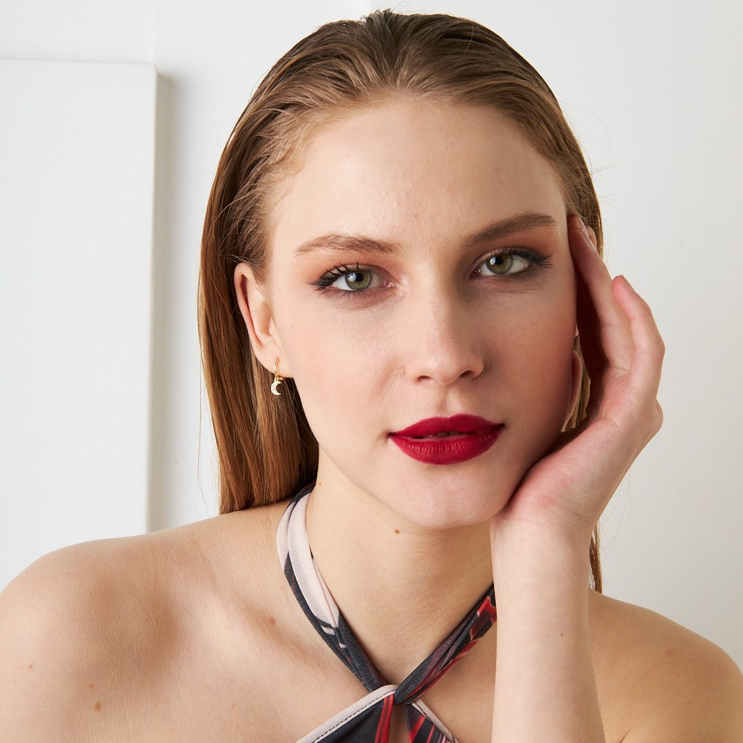 Taşlı Ay Piercing - 925 GÜMÜŞ