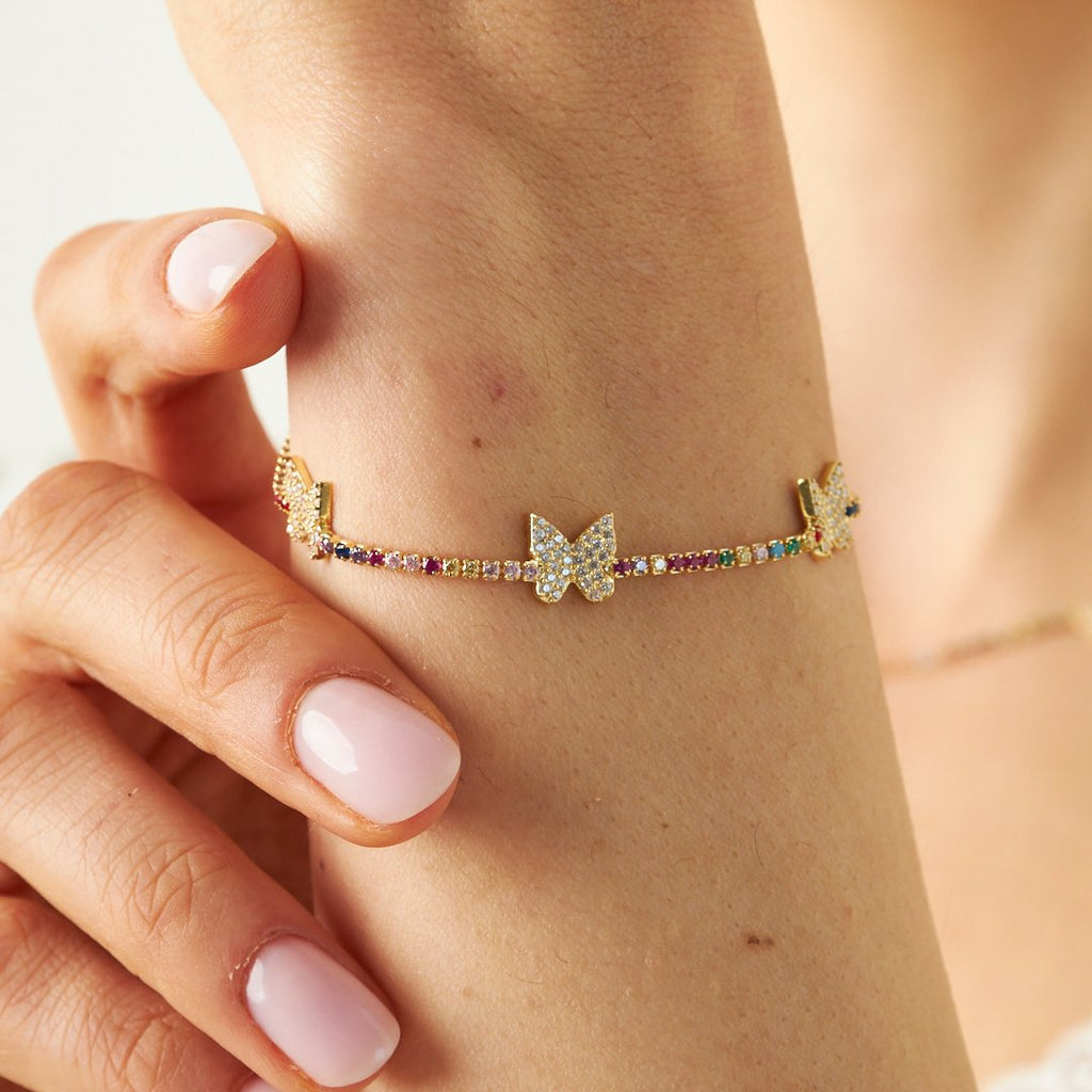 Kelebek Taşlı Set - 925 GÜMÜŞ