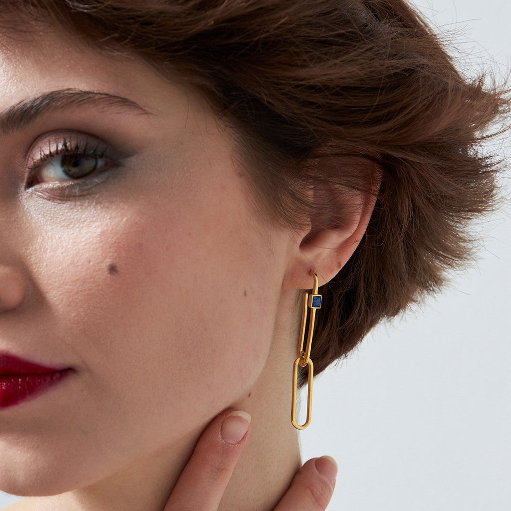 Lacivert Ataç  Küpe - 925 GÜMÜŞ