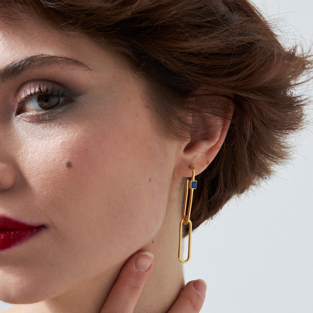 Lacivert Ataç  Küpe - 925 GÜMÜŞ