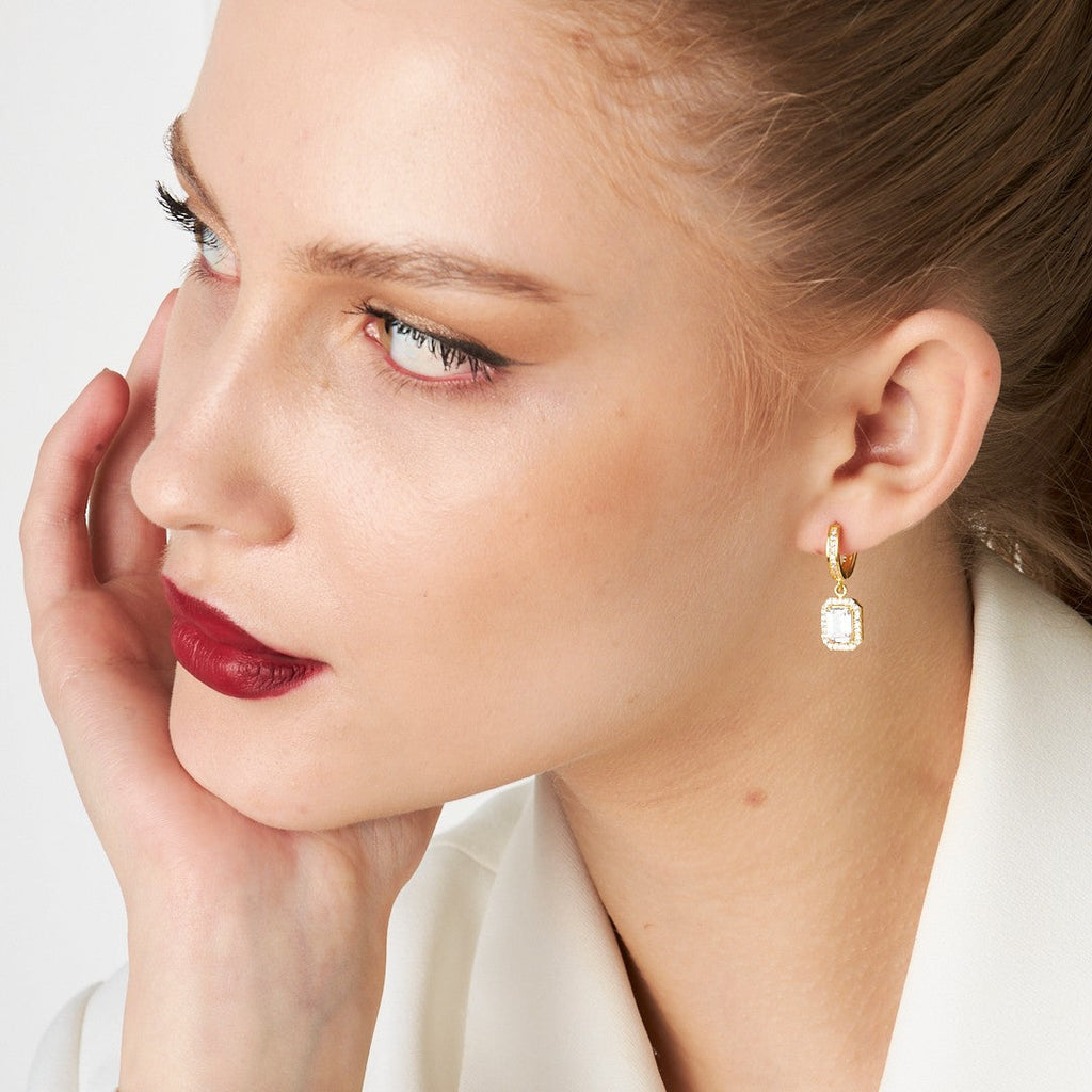 Baget Taşlı Küpe - 925 GÜMÜŞ