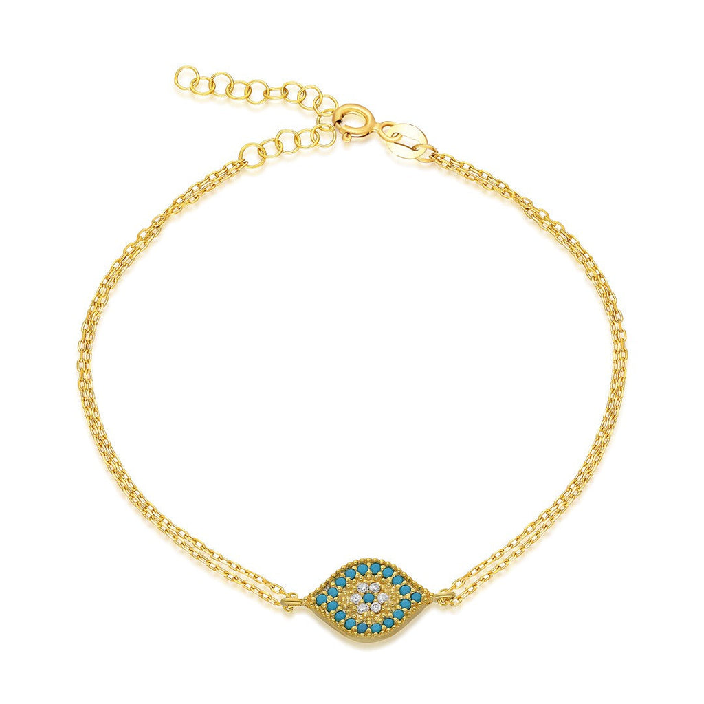 Renkli Taşlı Göz Bileklik - 925 GÜMÜŞ