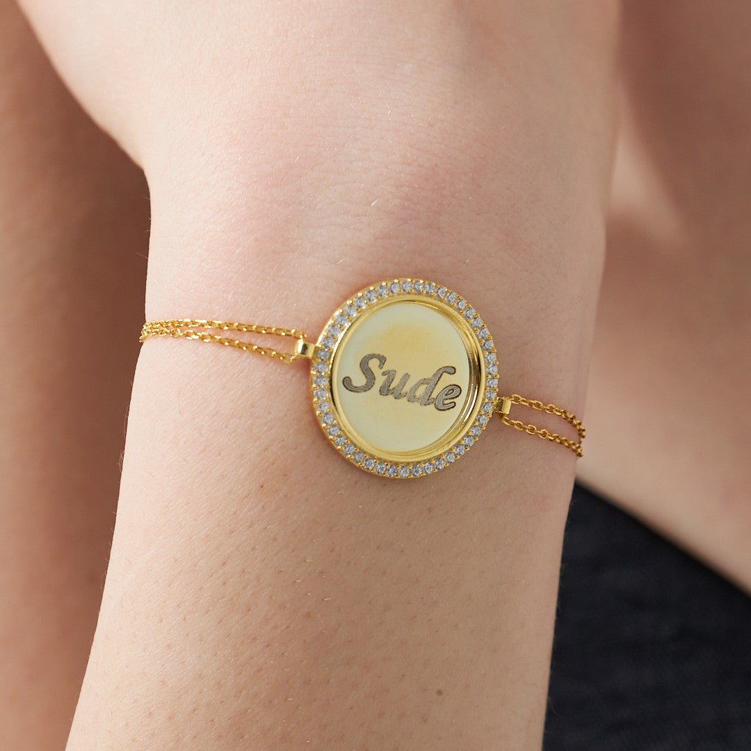 İsimli Taşlı Plaka Set - 925 GÜMÜŞ