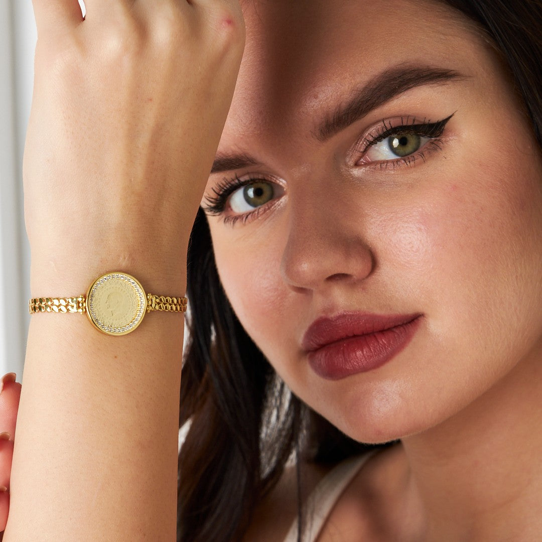 Çift Pullu Çeyrek Bileklik - 925 GÜMÜŞ