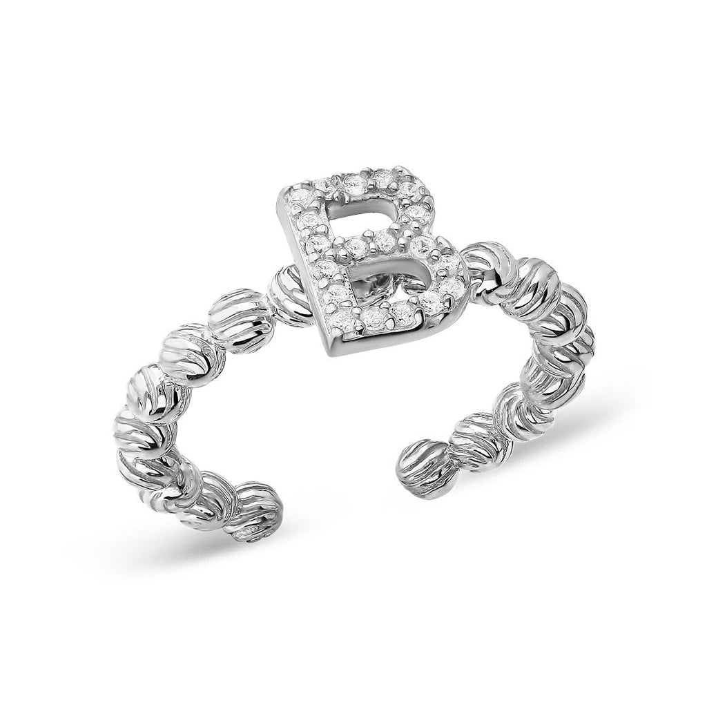 Dorica Taşlı Ve Harfli Yüzük - 925 GÜMÜŞ