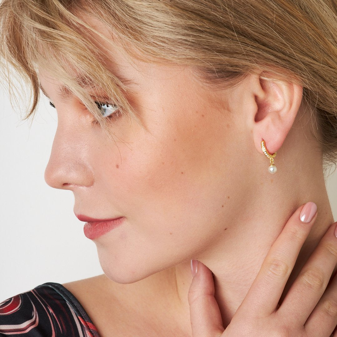 İncili Zirkon Küpe - 925 GÜMÜŞ