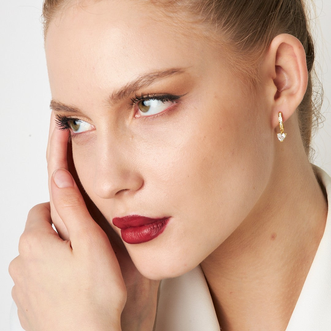 Kalpli Tek Taş Küpe - 925 GÜMÜŞ