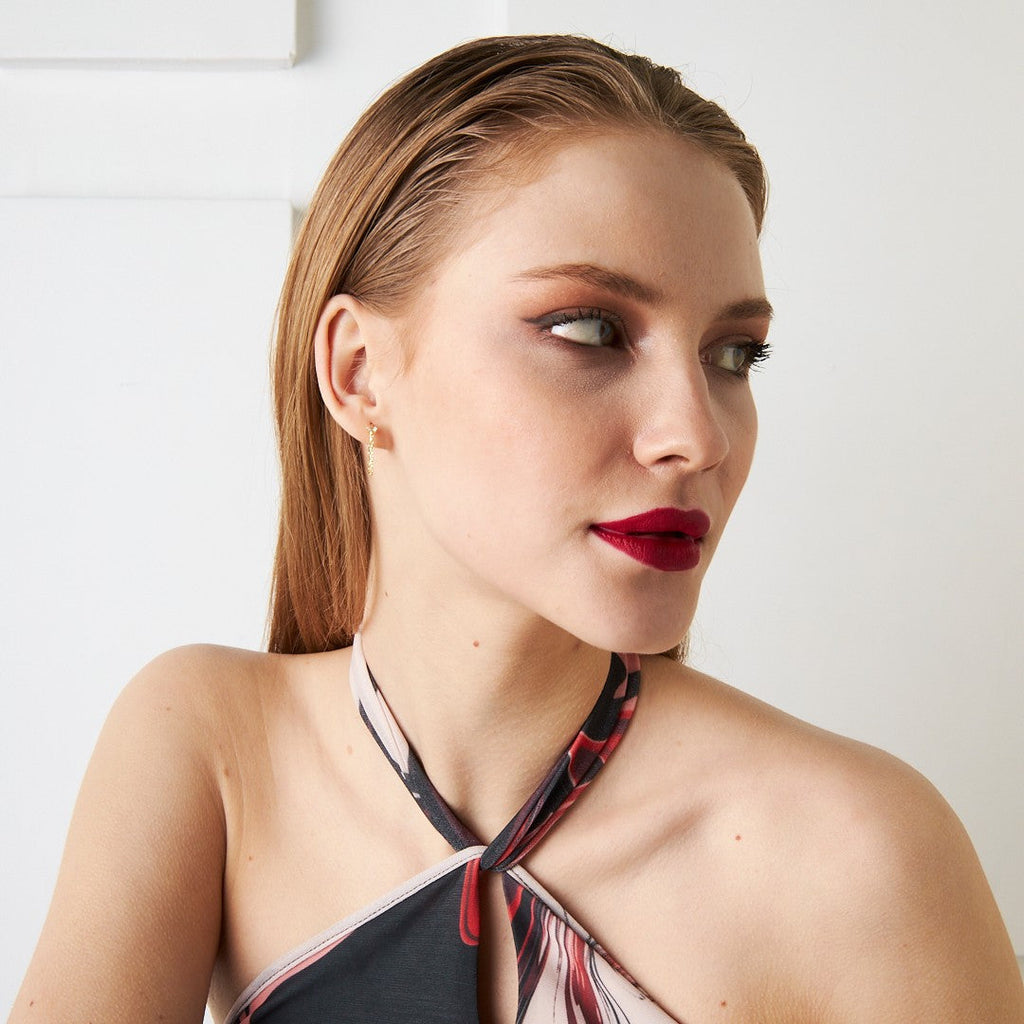 Beget Taşlı Zincir Piercing - 925 GÜMÜŞ