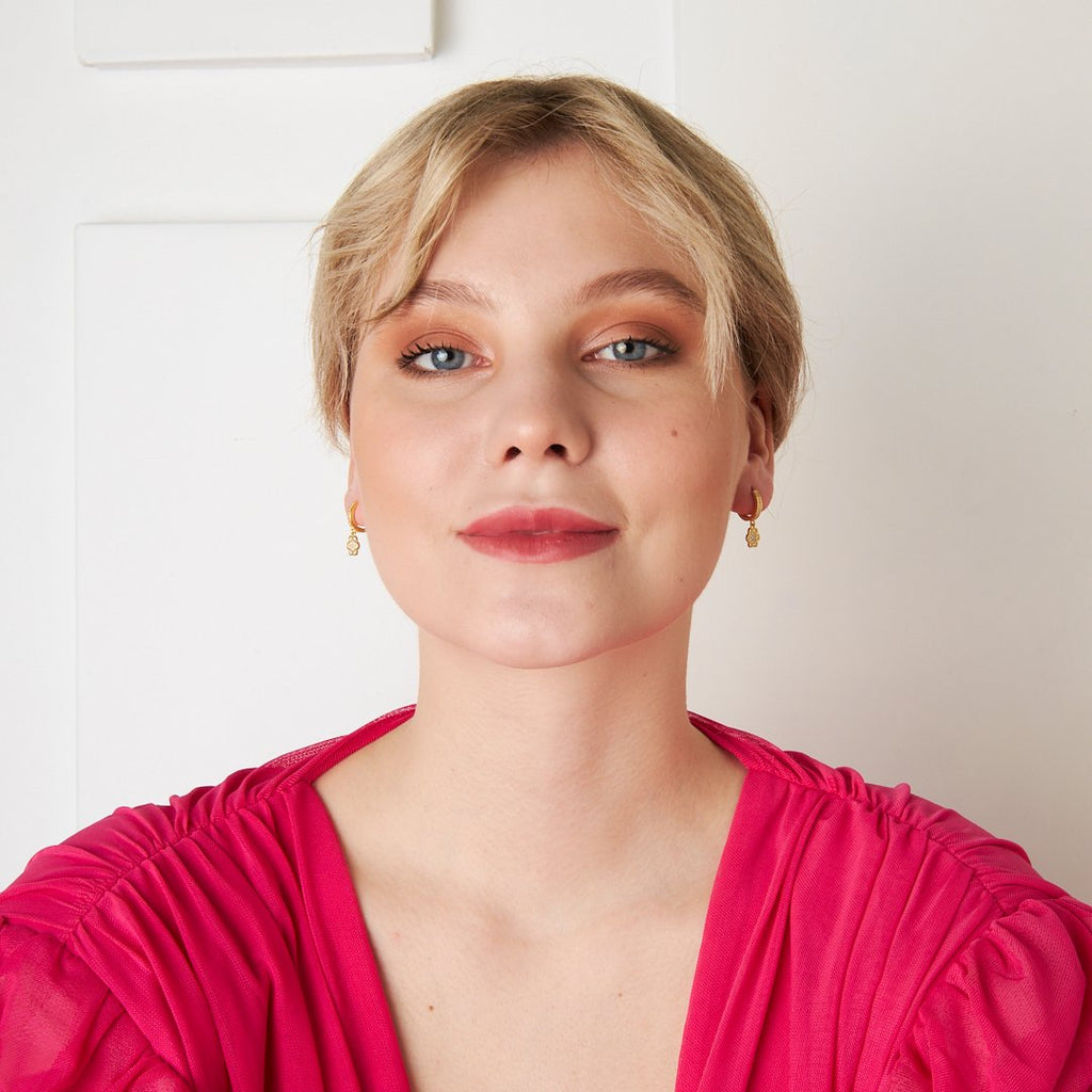 Taşlı Çiçek Küpeleri - 925 GÜMÜŞ