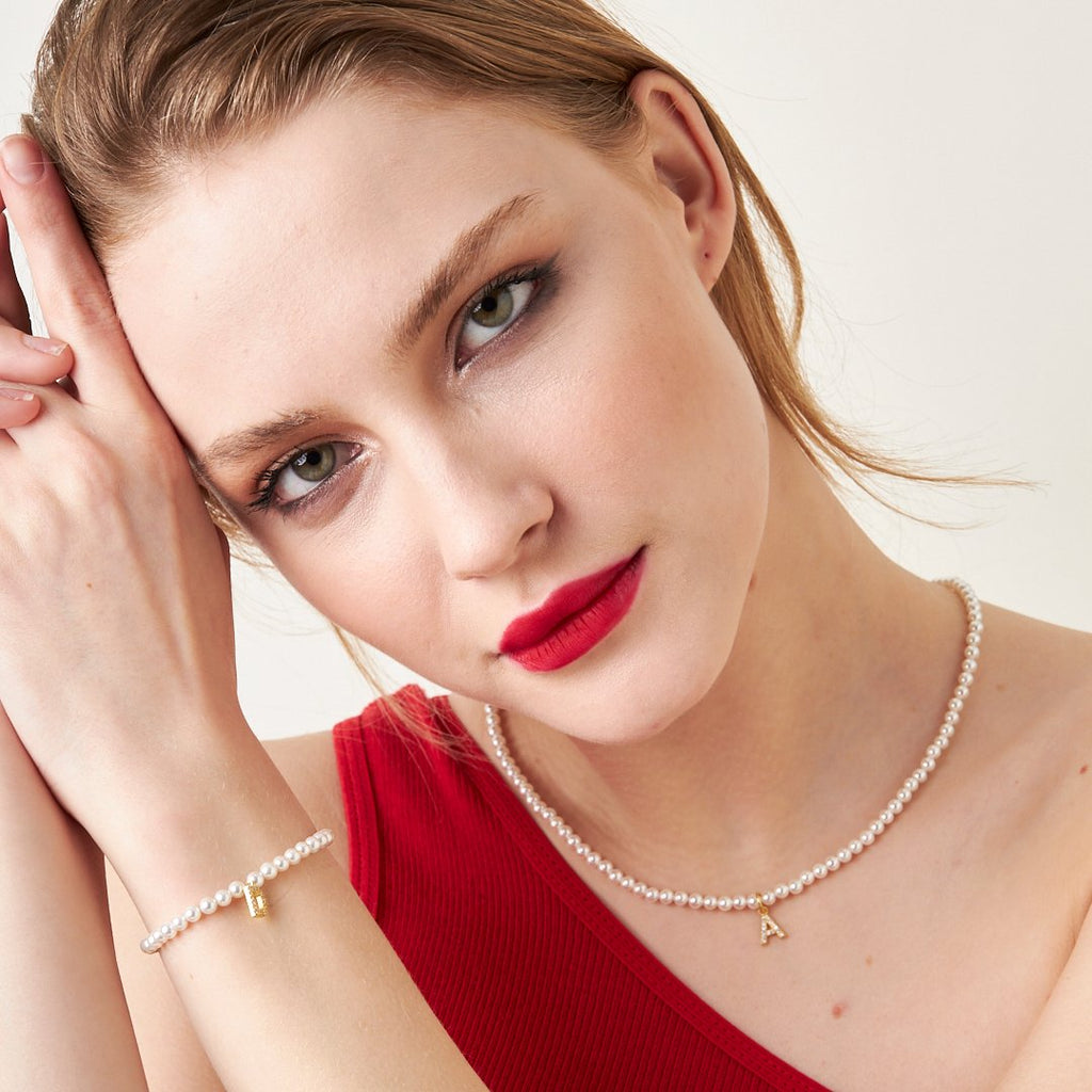 Taşlı İnci Harf Seti - 925 GÜMÜŞ