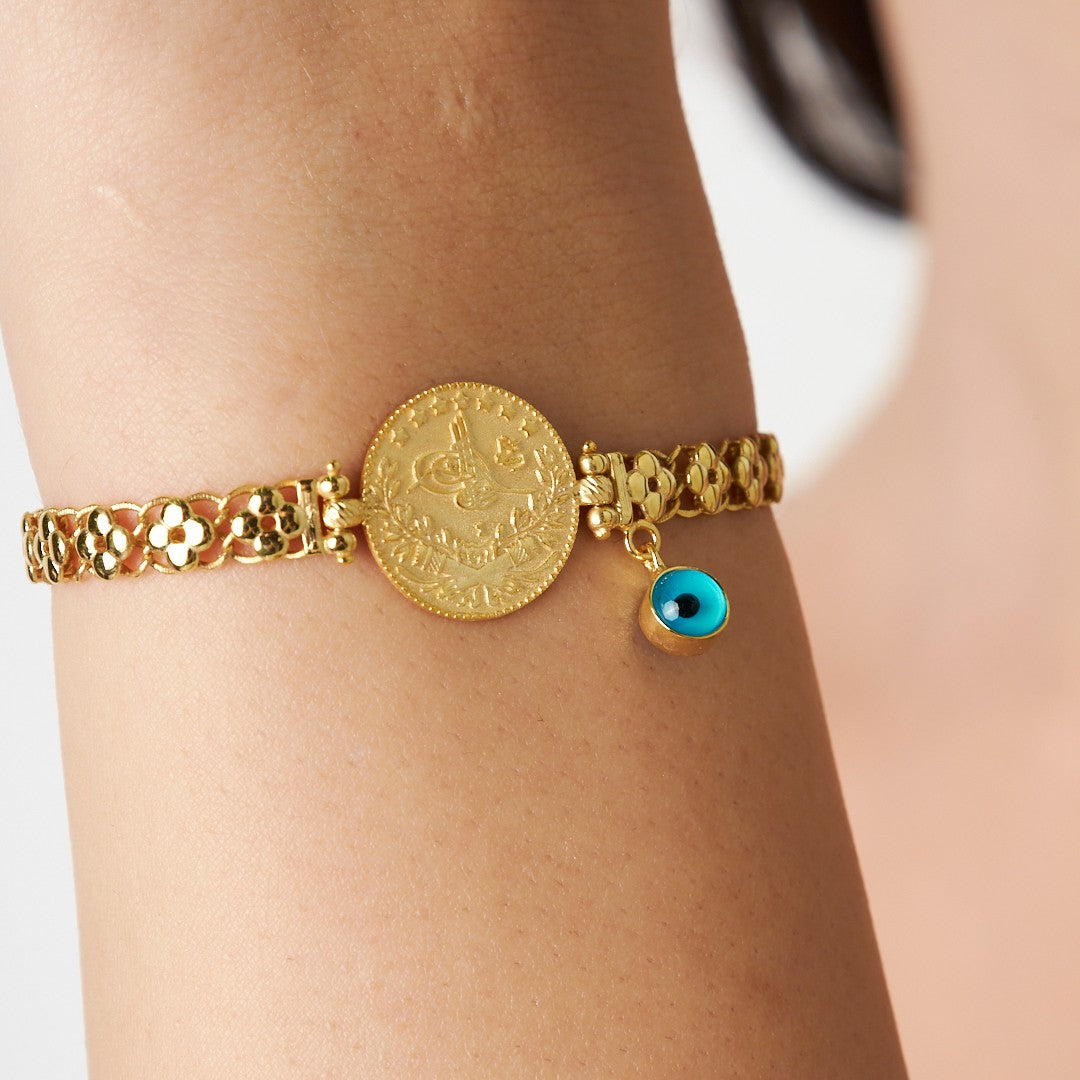 Dört Yapraklı Yonca Zincirli Nazar Bileklik - 925 GÜMÜŞ