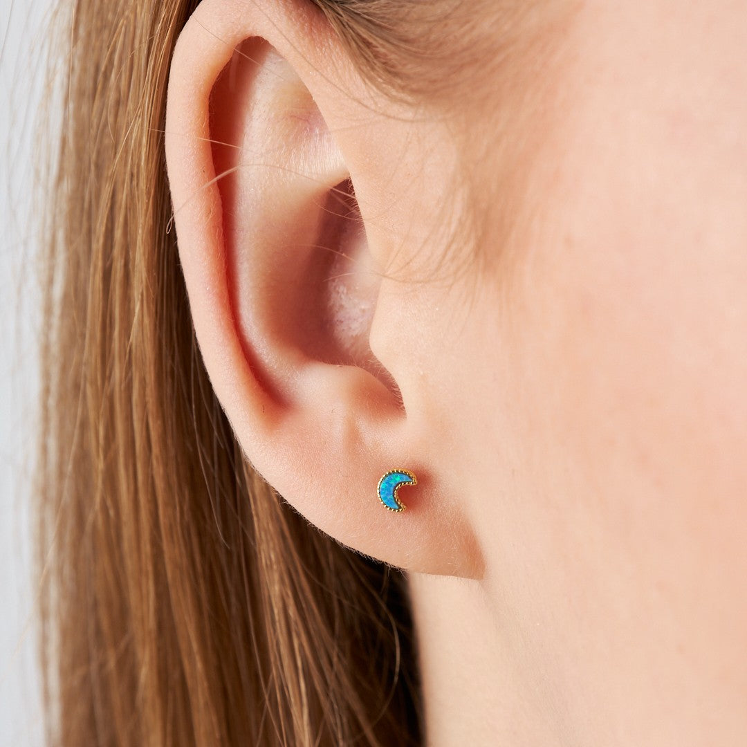 Renkli Ay Piercingi - 925 GÜMÜŞ