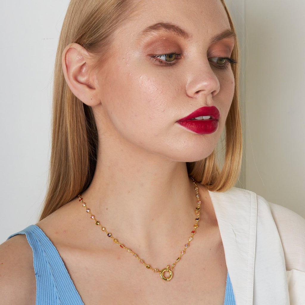 Denizci renkli zincir kolye - 925 GÜMÜŞ