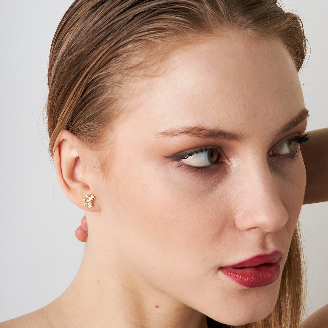 Beş Taşla Piercing - 925 GÜMÜŞ