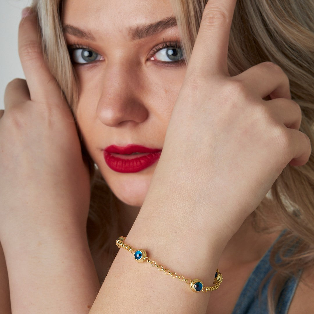 Dörtlü Nazar Bileklik - 925 GÜMÜŞ